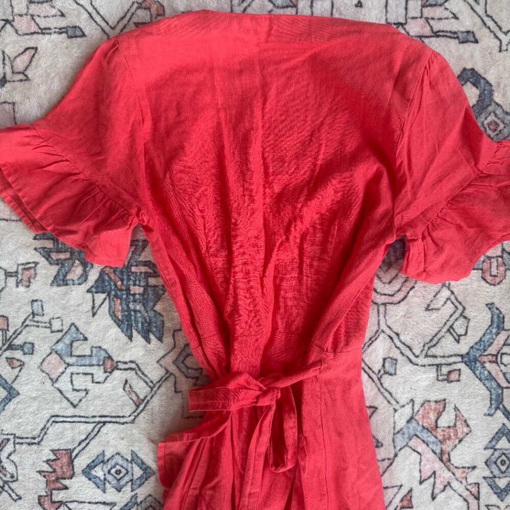 Abercrombie & Fitch Linen Short Sleeve Wrap Dress - size Small - Picture 5 of 5